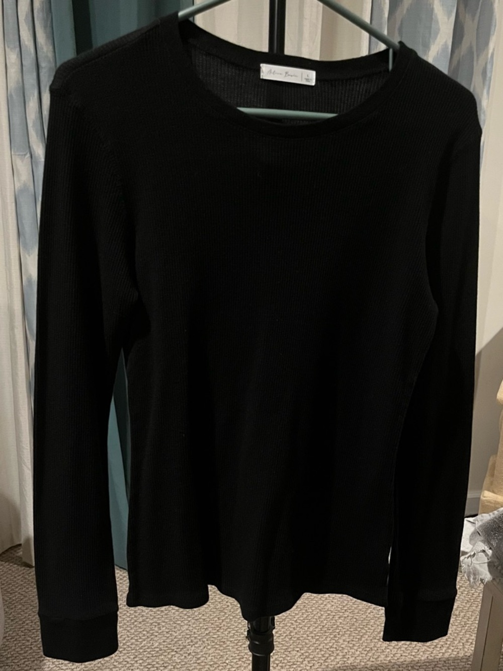 Active Basic Black Ribbed Long Sleeve Top